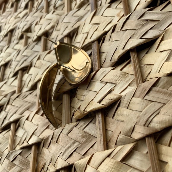 Red & Gold Half-Hoop Earrings - Picture 3 of 8